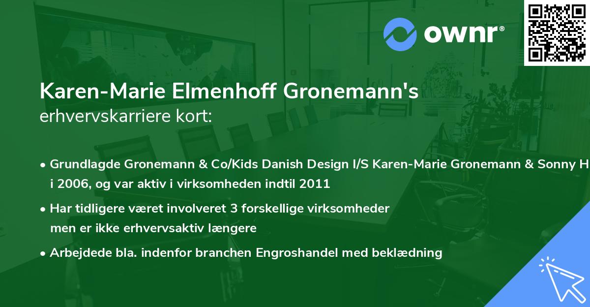 Karen-Marie Elmenhoff Gronemann's erhvervskarriere kort