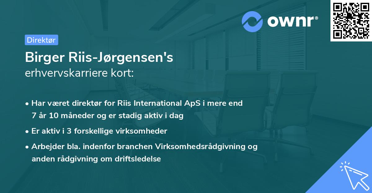 Birger Riis-Jørgensen's erhvervskarriere kort