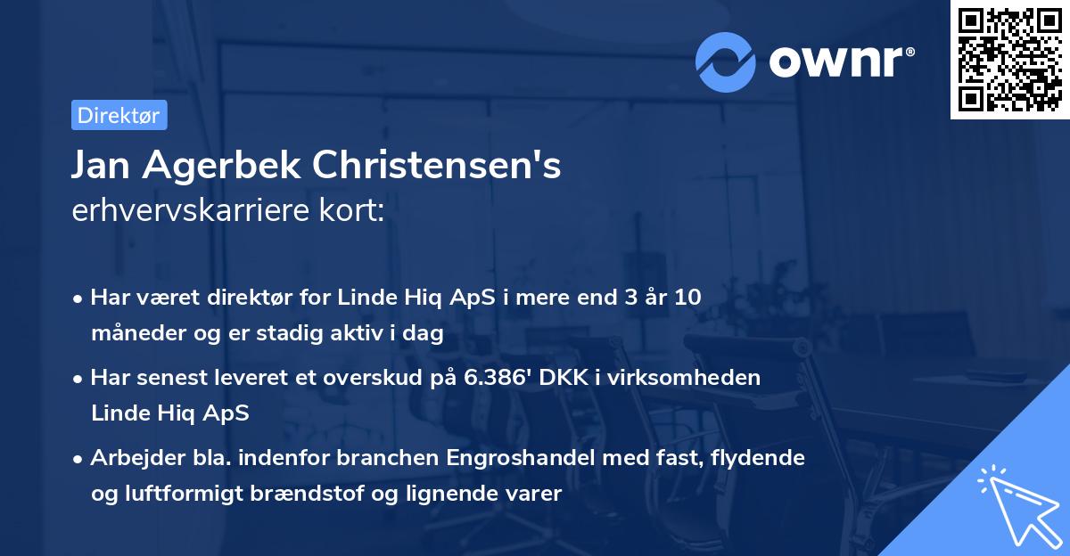Jan Agerbek Christensen's erhvervskarriere kort