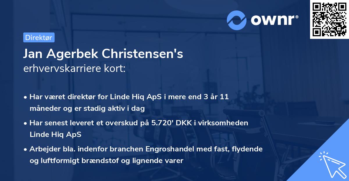 Jan Agerbek Christensen's erhvervskarriere kort