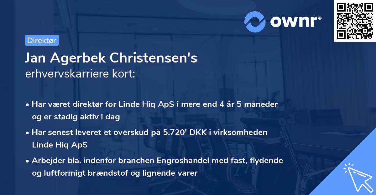 Jan Agerbek Christensen's erhvervskarriere kort