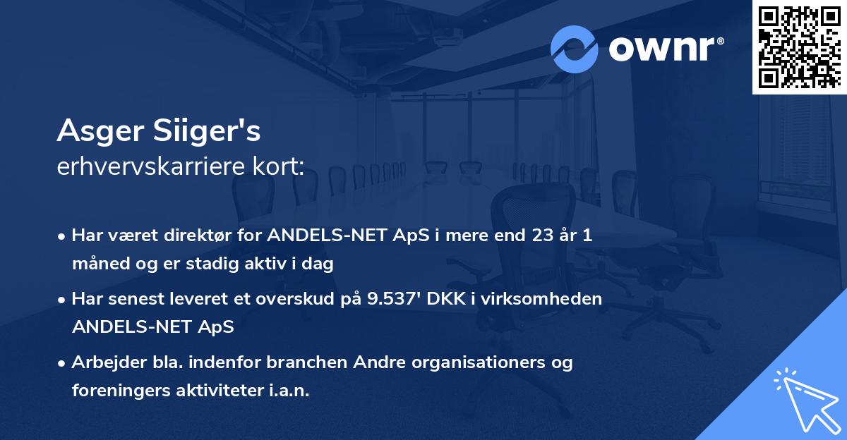 Asger Siiger's erhvervskarriere kort