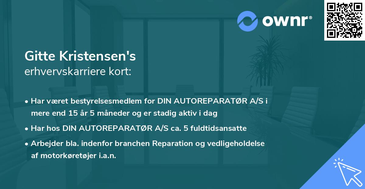 Gitte Kristensen's erhvervskarriere kort