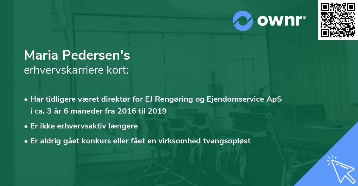 Maria Pedersen's erhvervskarriere kort