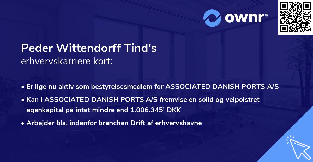 Peder Wittendorff Tind's erhvervskarriere kort