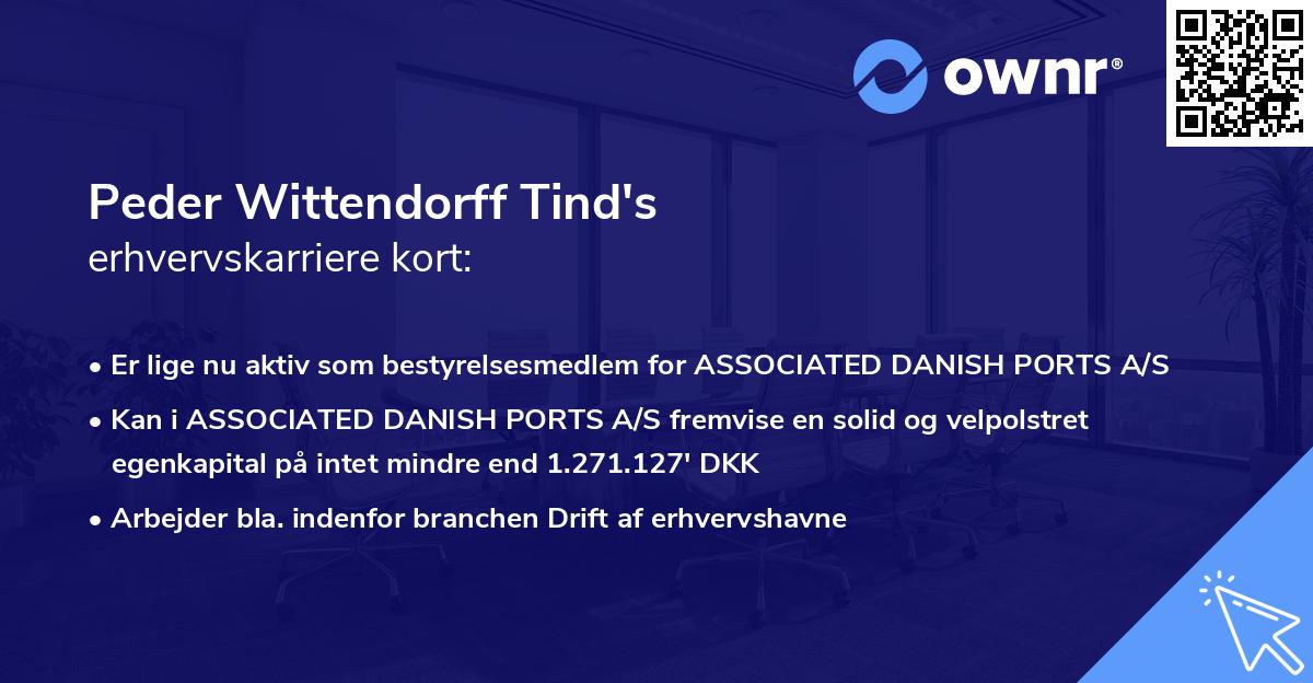 Peder Wittendorff Tind's erhvervskarriere kort
