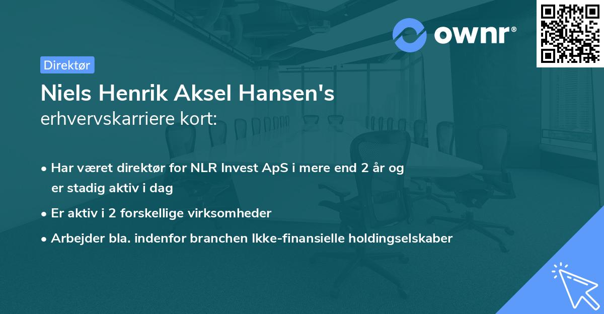 Niels Henrik Aksel Hansen's erhvervskarriere kort