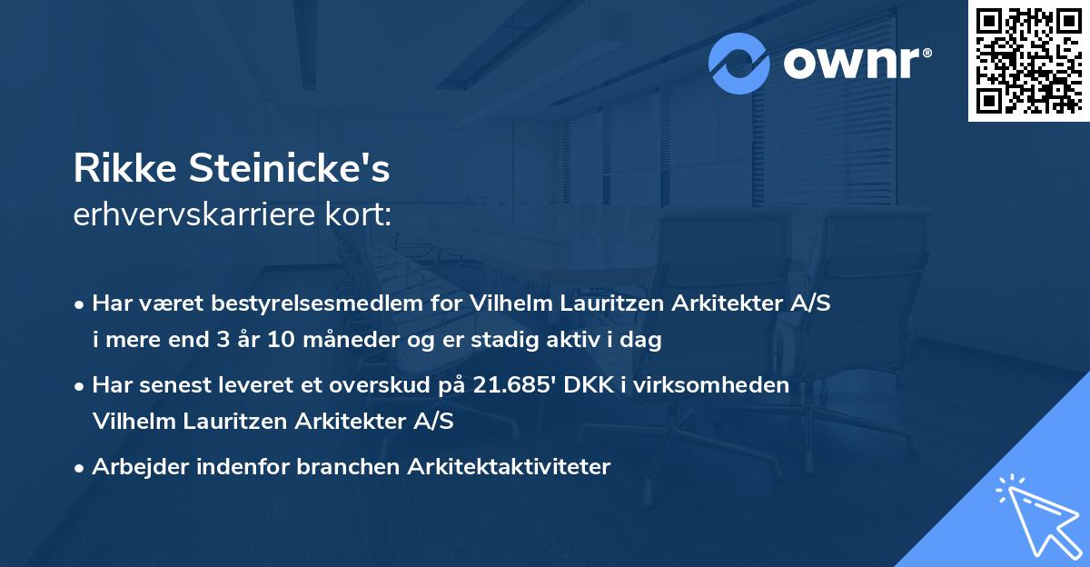 Rikke Steinicke's erhvervskarriere kort