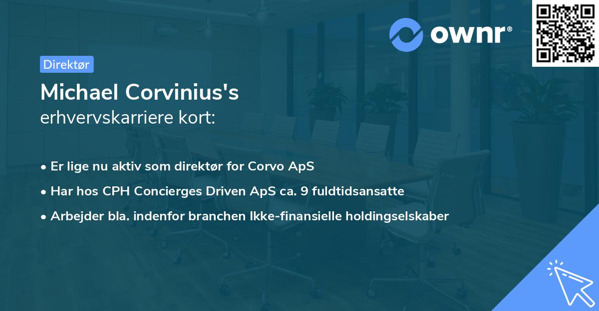 Michael Corvinius's erhvervskarriere kort