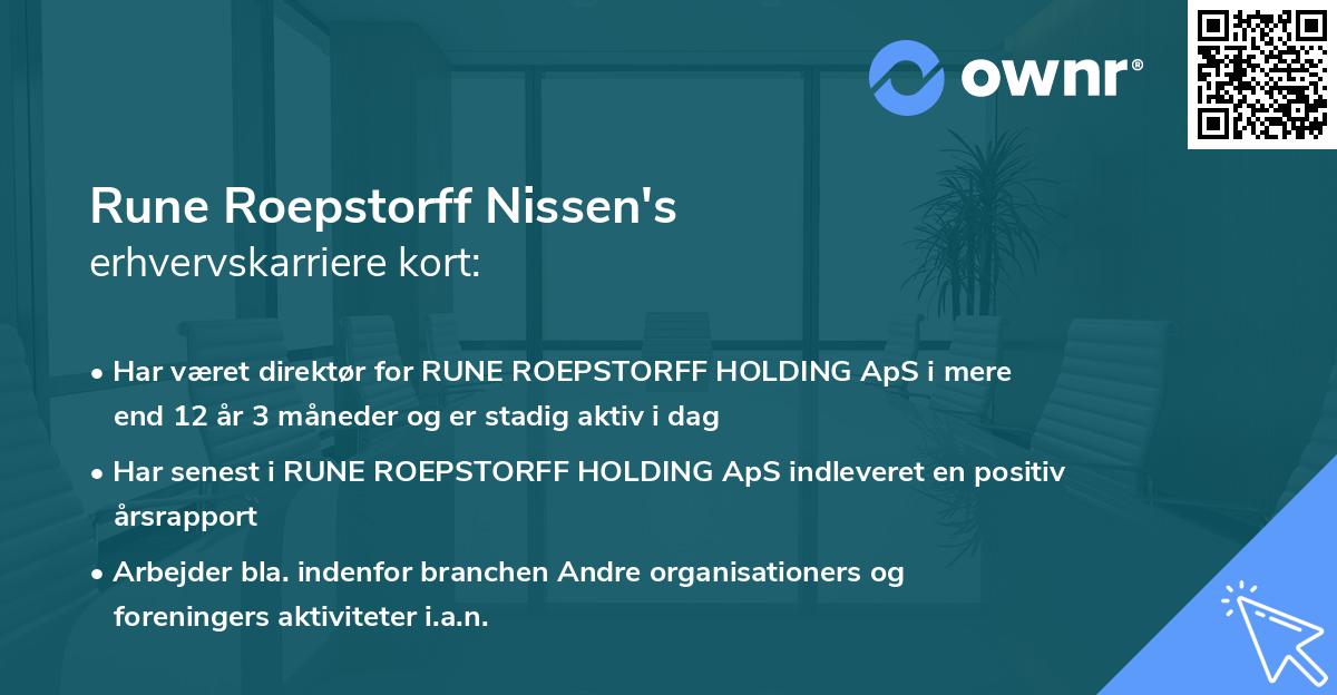 Rune Roepstorff Nissen's erhvervskarriere kort
