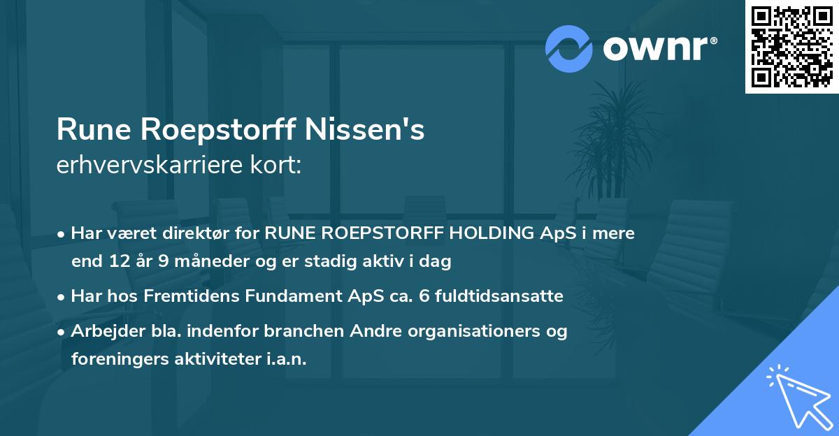 Rune Roepstorff Nissen's erhvervskarriere kort