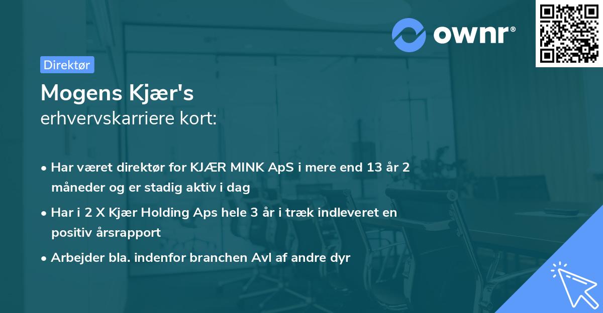 Mogens Kjær's erhvervskarriere kort