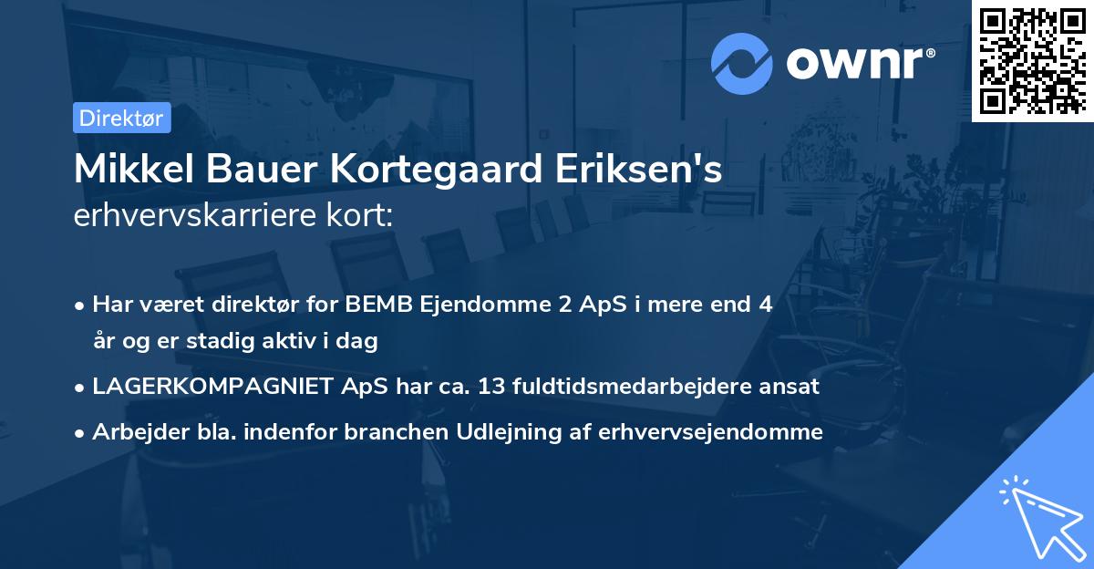 Mikkel Bauer Kortegaard Eriksen's erhvervskarriere kort