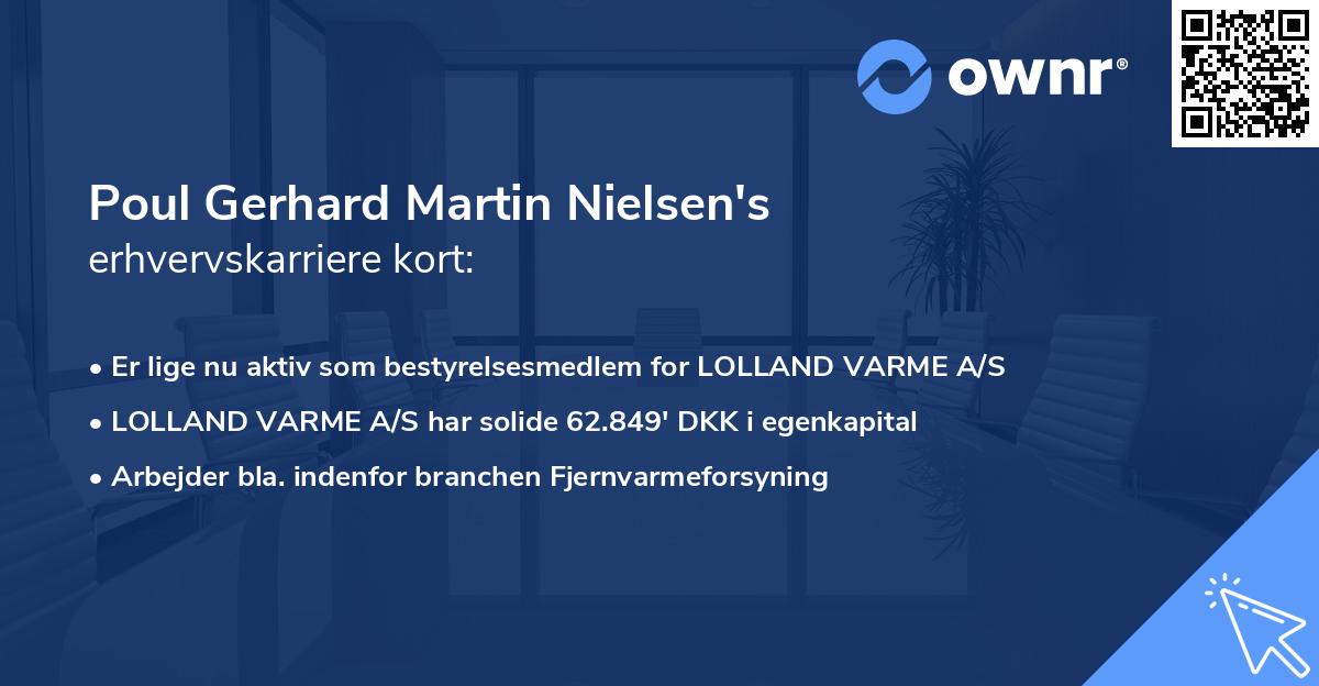 Poul Gerhard Martin Nielsen's erhvervskarriere kort