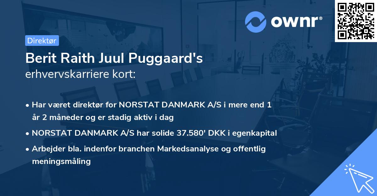 Berit Raith Juul Puggaard's erhvervskarriere kort