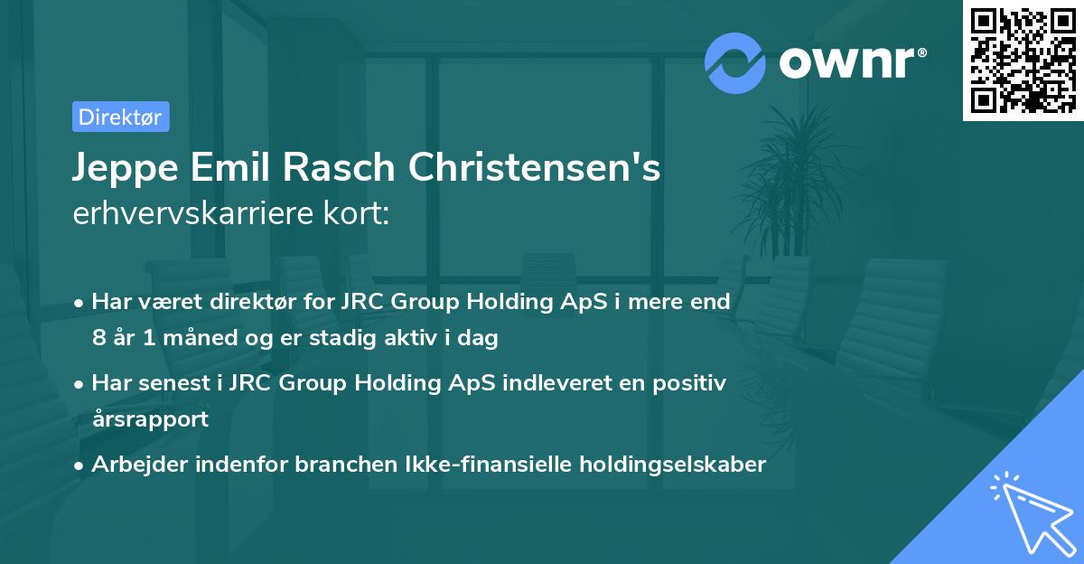 Jeppe Emil Rasch Christensen's erhvervskarriere kort