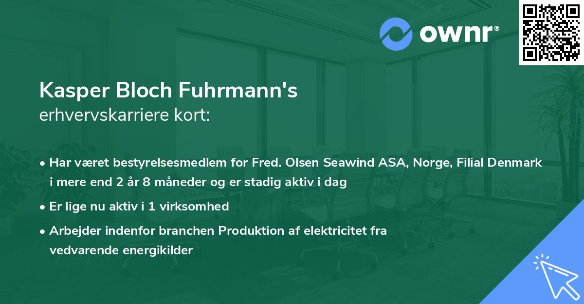 Kasper Bloch Fuhrmann's erhvervskarriere kort