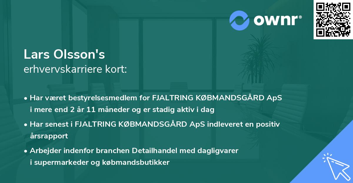 Lars Olsson's erhvervskarriere kort