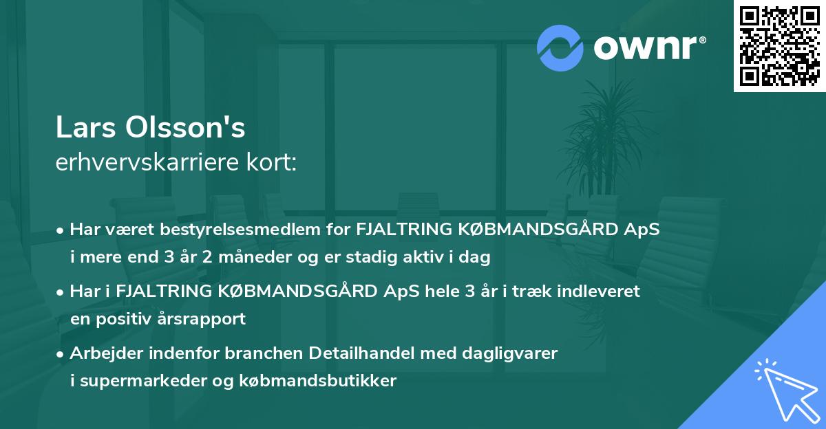 Lars Olsson's erhvervskarriere kort