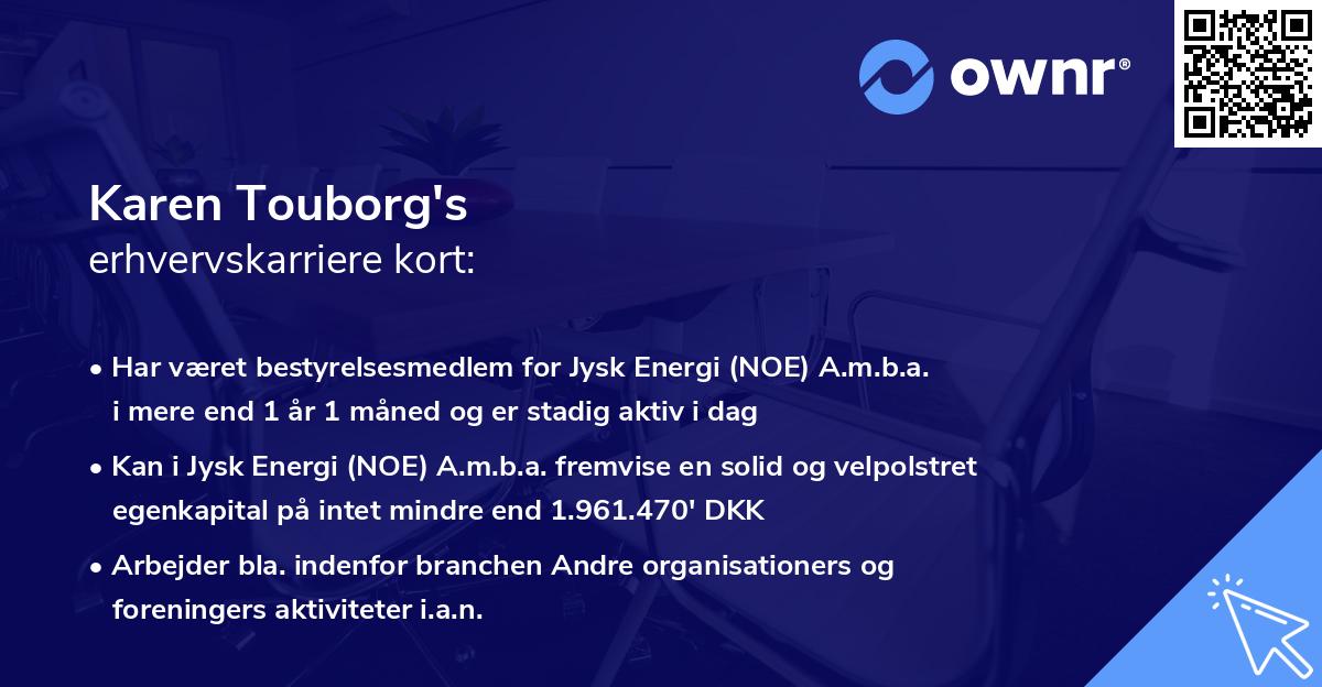 Karen Touborg's erhvervskarriere kort