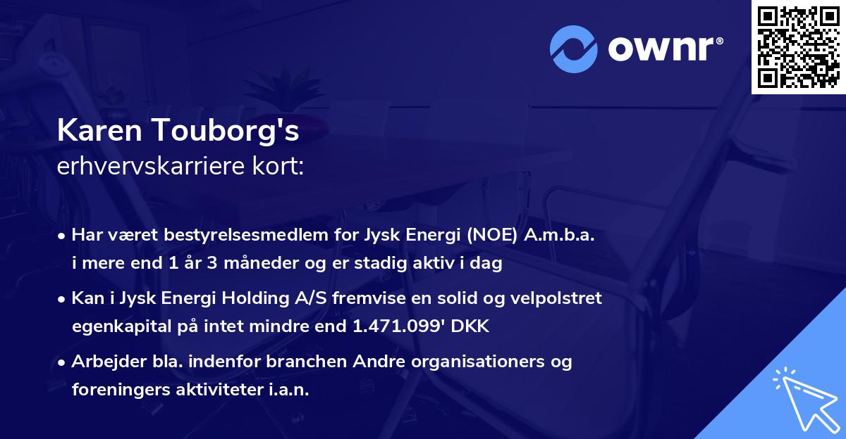 Karen Touborg's erhvervskarriere kort