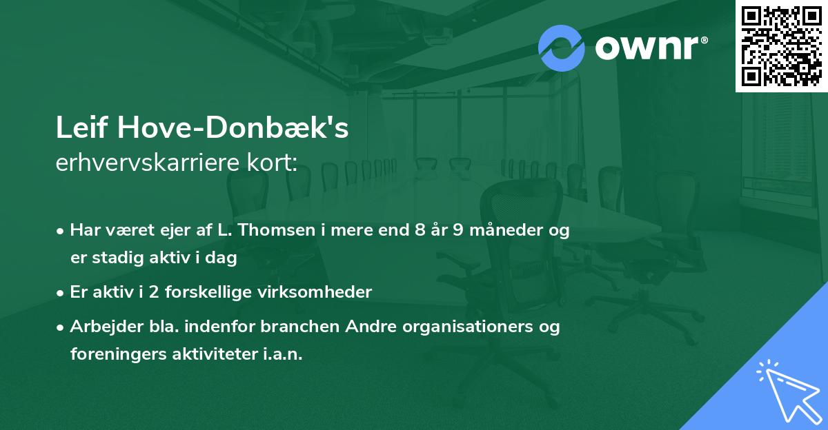 Leif Hove-Donbæk's erhvervskarriere kort