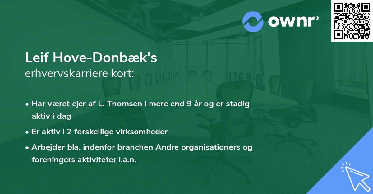 Leif Hove-Donbæk's erhvervskarriere kort