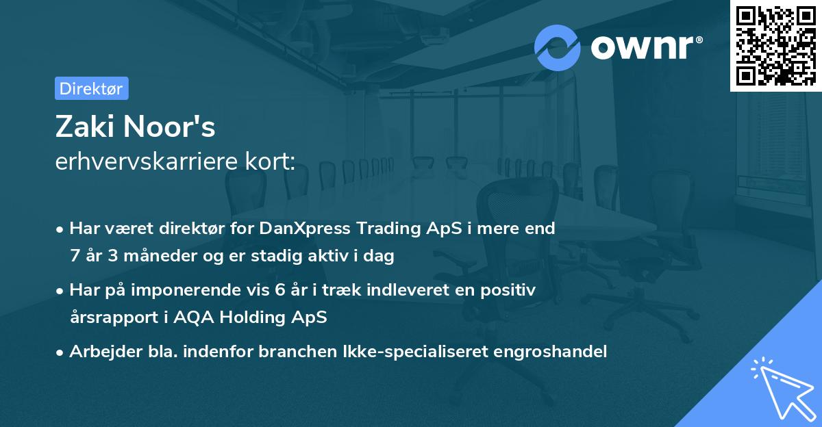 Zaki Noor's erhvervskarriere kort