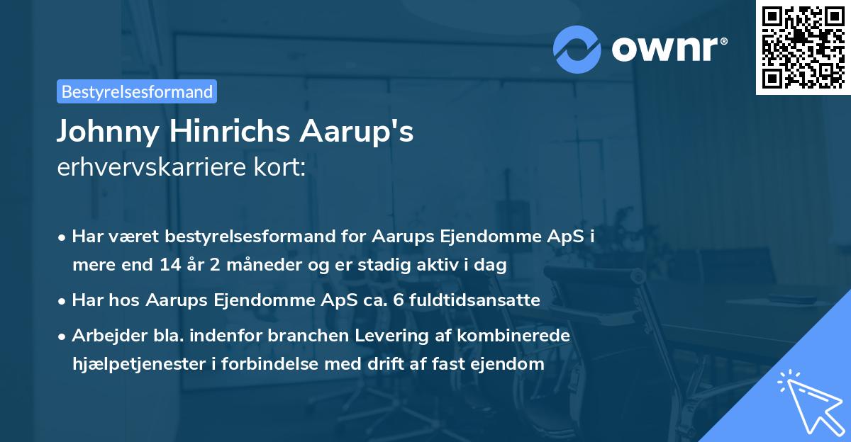 Johnny Hinrichs Aarup's erhvervskarriere kort
