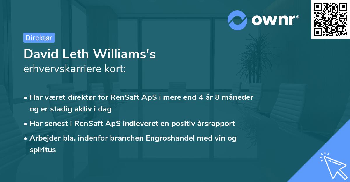 David Leth Williams's erhvervskarriere kort