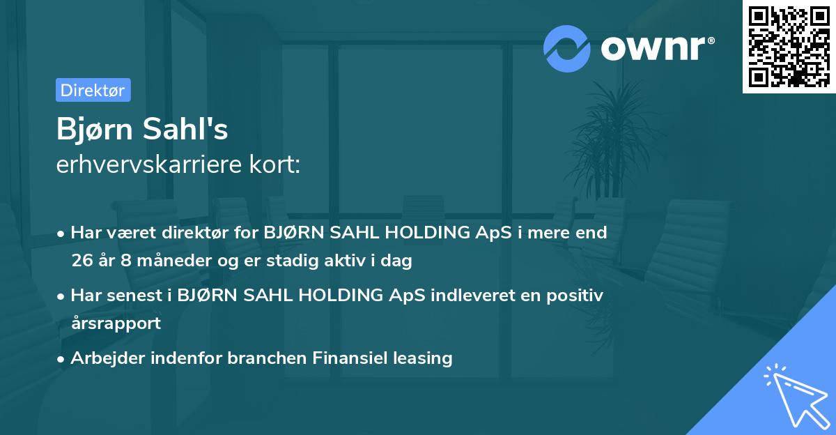 Bjørn Sahl's erhvervskarriere kort