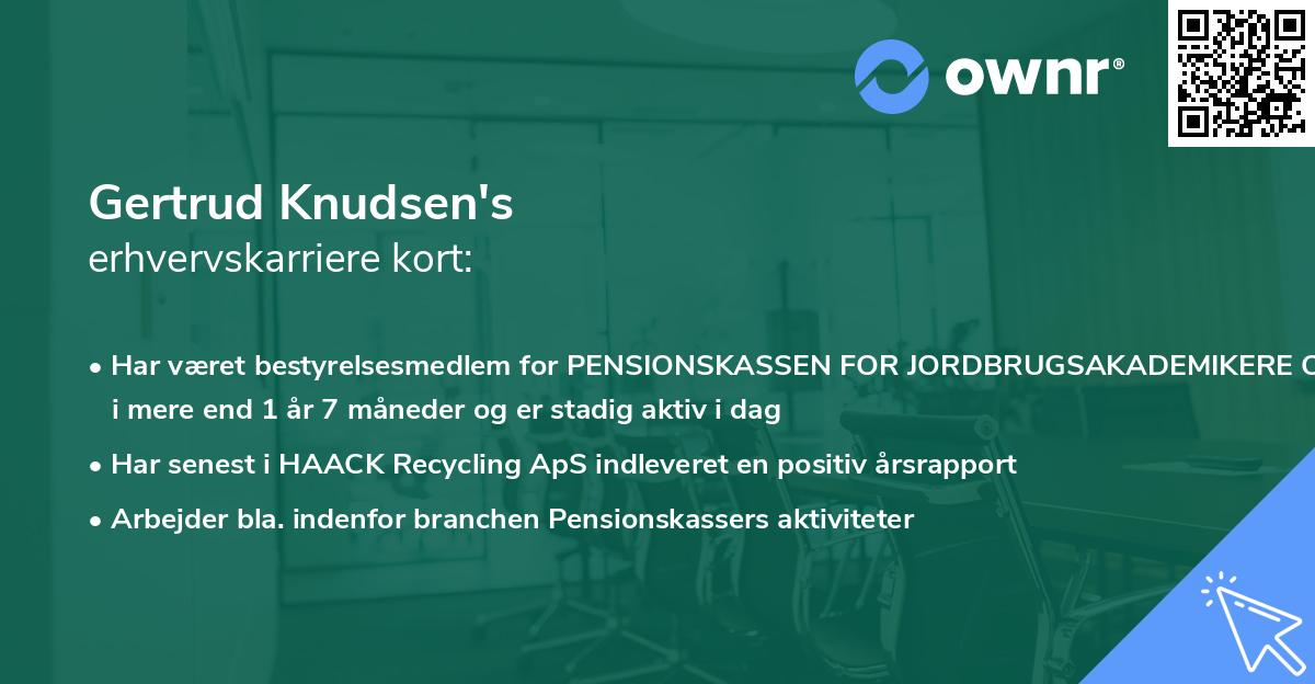 Gertrud Knudsen's erhvervskarriere kort
