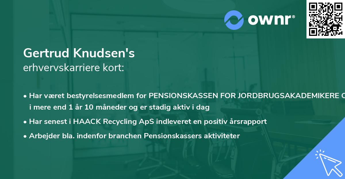 Gertrud Knudsen's erhvervskarriere kort