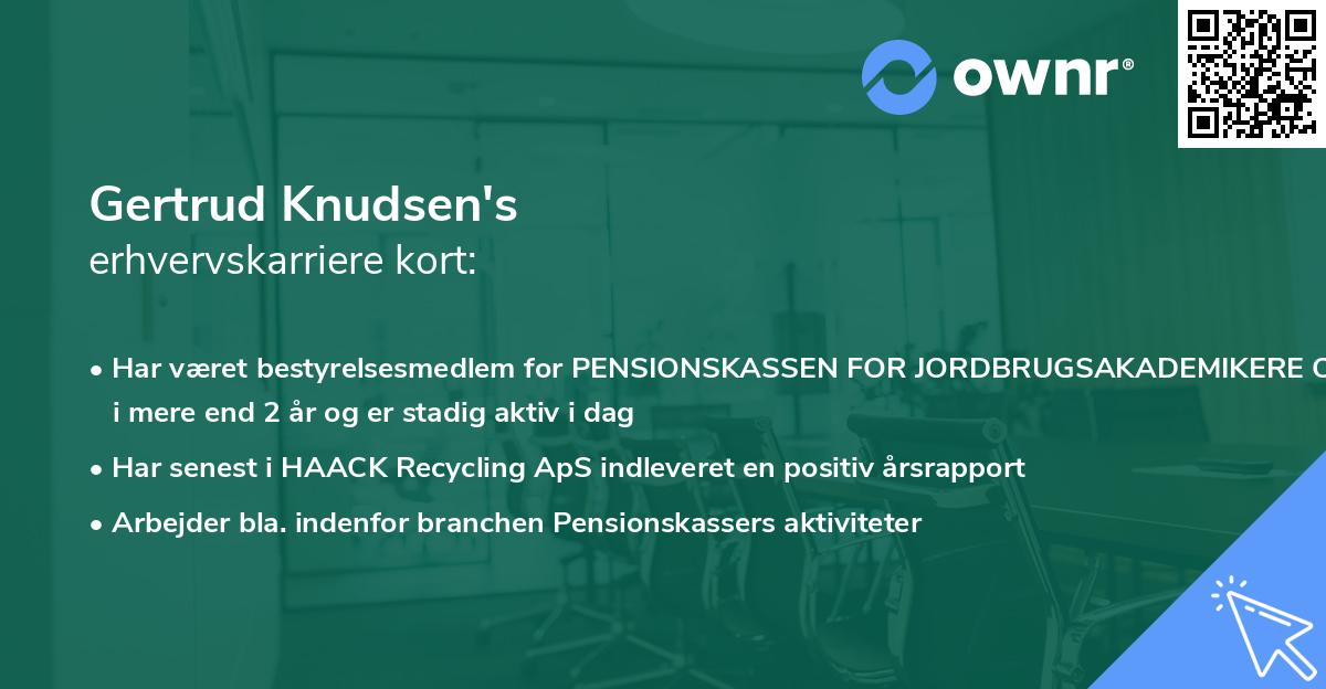 Gertrud Knudsen's erhvervskarriere kort