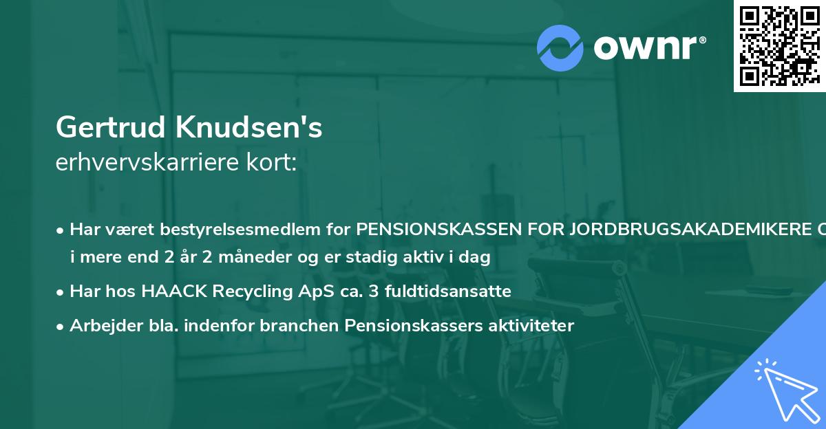Gertrud Knudsen's erhvervskarriere kort