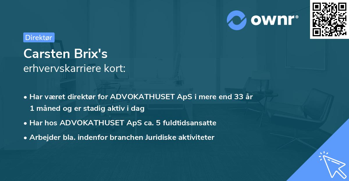 Carsten Brix's erhvervskarriere kort