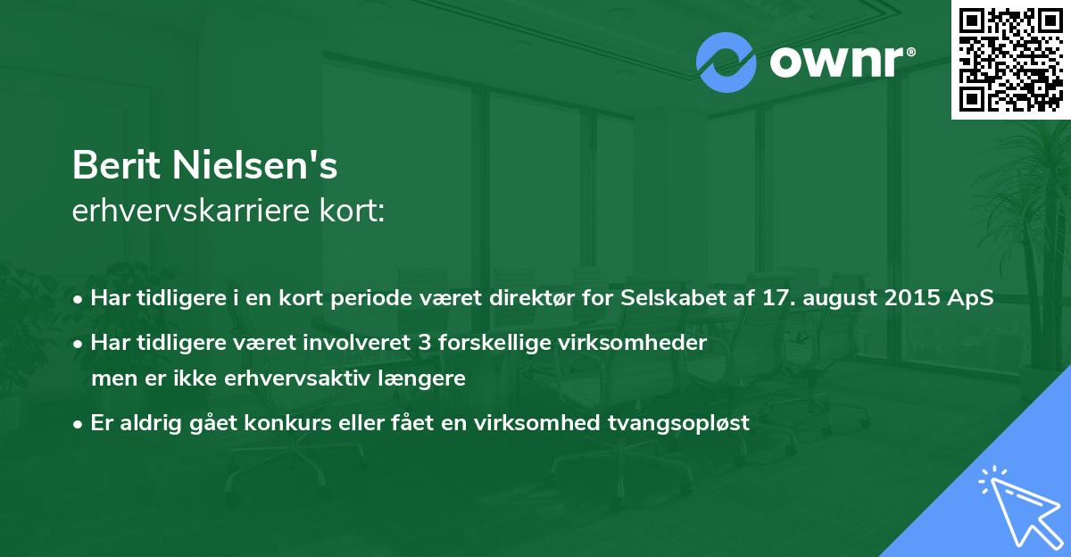 Berit Nielsen's erhvervskarriere kort