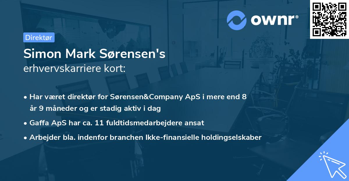 Simon Mark Sørensen's erhvervskarriere kort