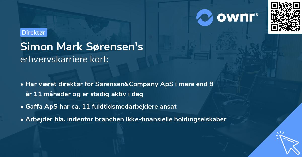 Simon Mark Sørensen's erhvervskarriere kort