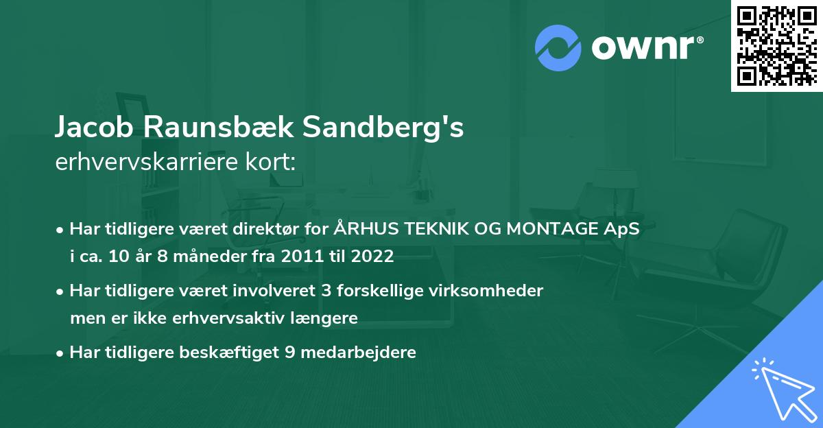 Jacob Raunsbæk Sandberg's erhvervskarriere kort