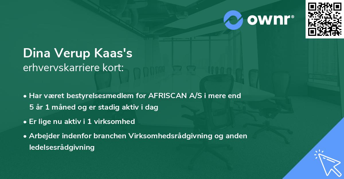Dina Verup Kaas's erhvervskarriere kort