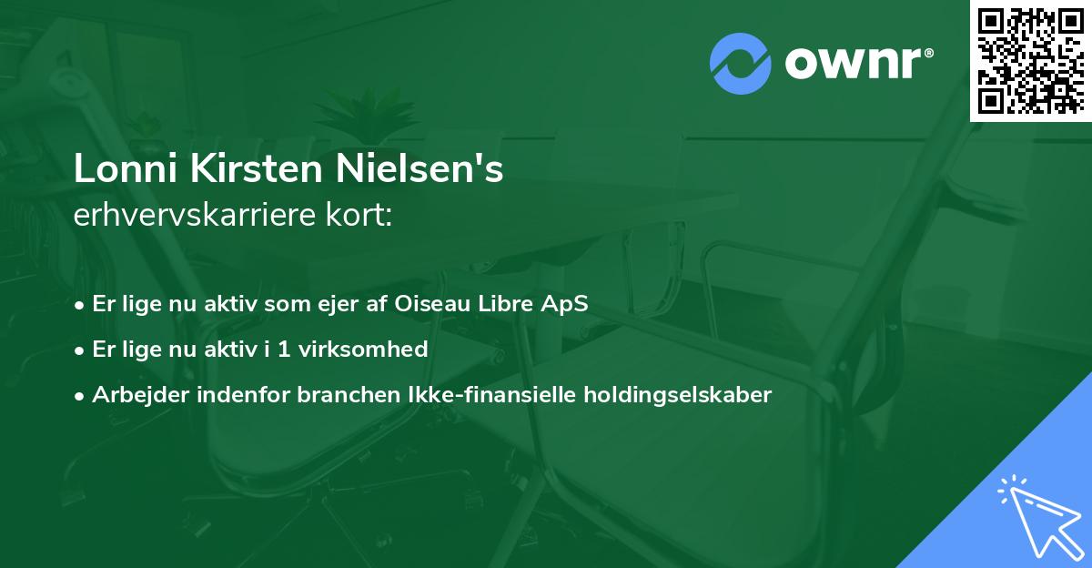 Lonni Kirsten Nielsen's erhvervskarriere kort