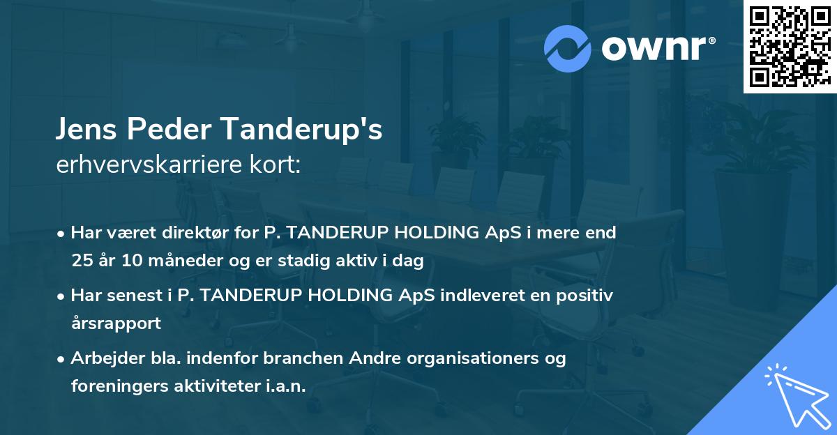 Jens Peder Tanderup's erhvervskarriere kort