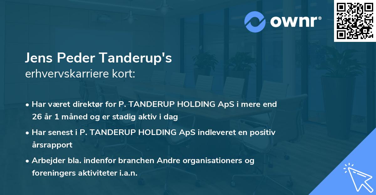 Jens Peder Tanderup's erhvervskarriere kort