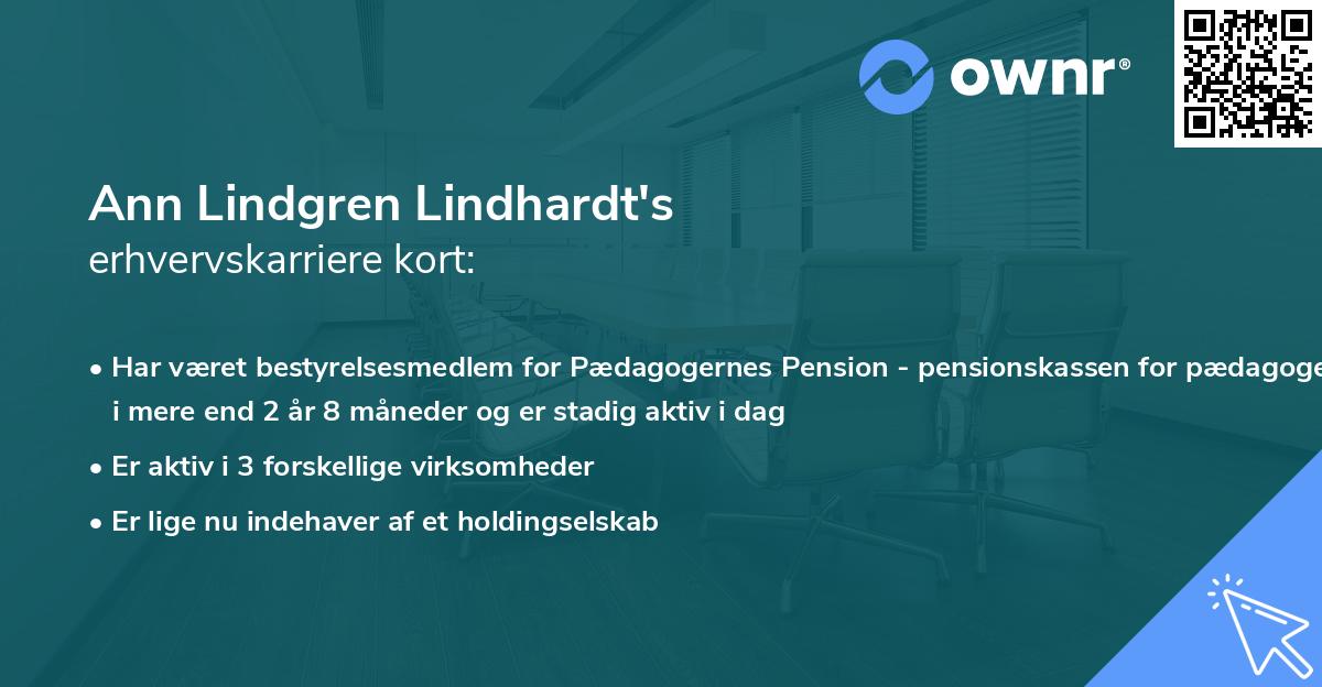 Ann Lindgren Lindhardt's erhvervskarriere kort