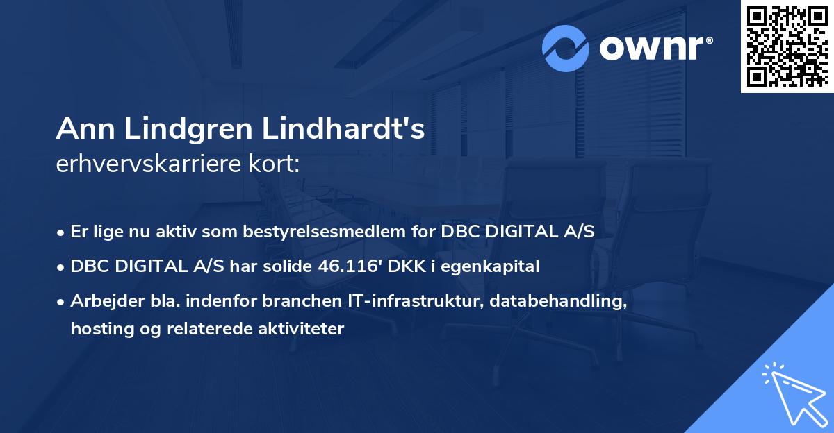 Ann Lindgren Lindhardt's erhvervskarriere kort