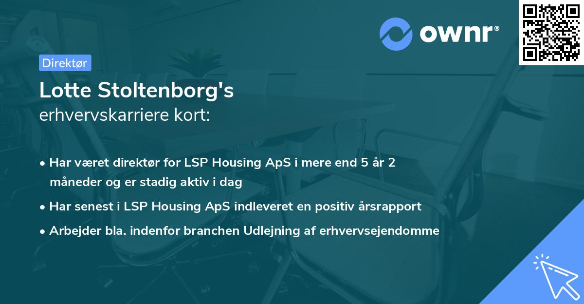 Lotte Stoltenborg's erhvervskarriere kort