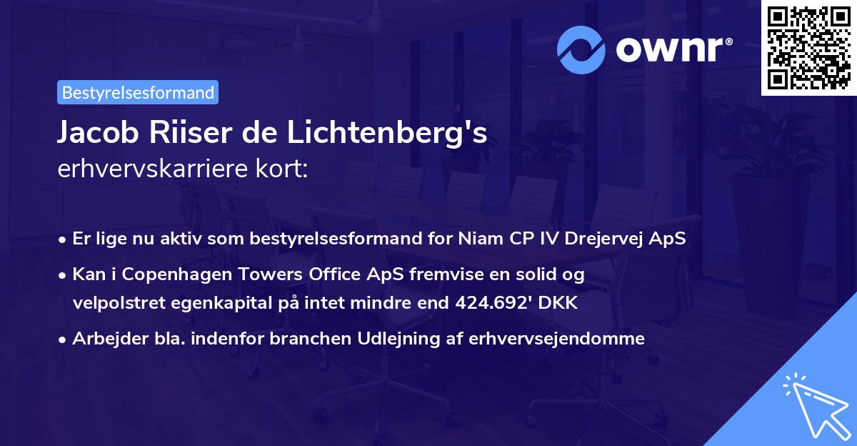 Jacob Riiser de Lichtenberg's erhvervskarriere kort