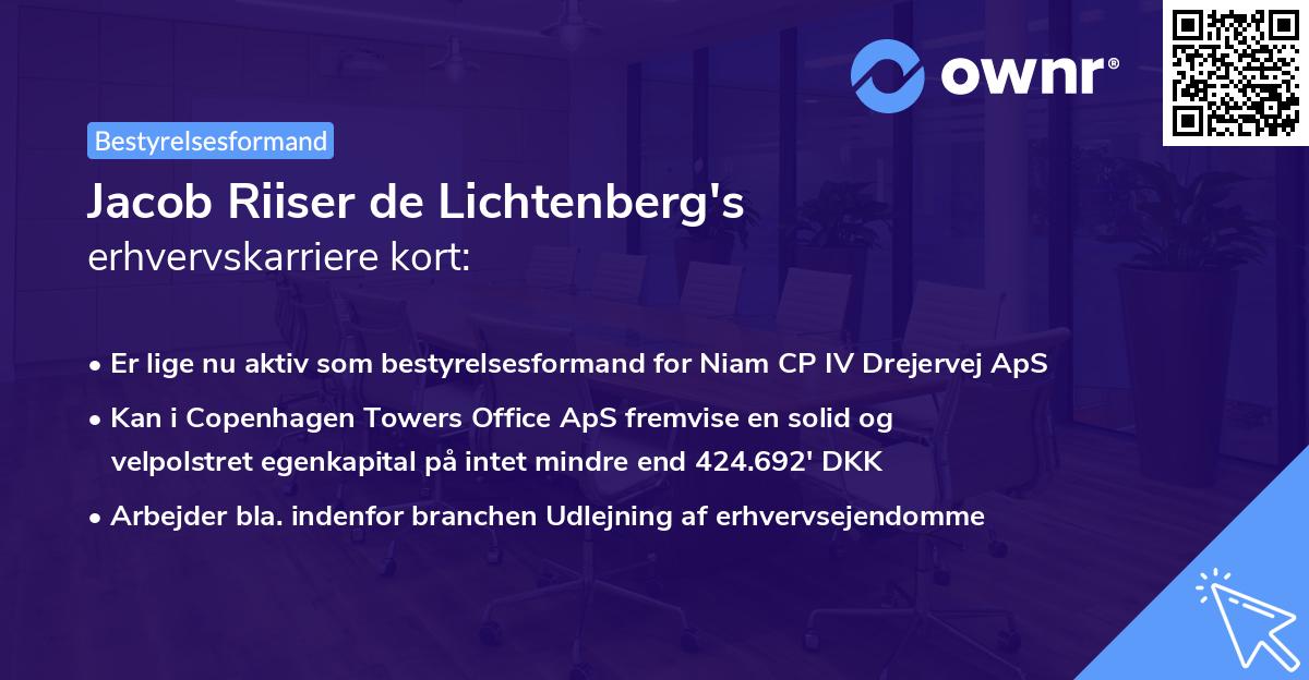 Jacob Riiser de Lichtenberg's erhvervskarriere kort