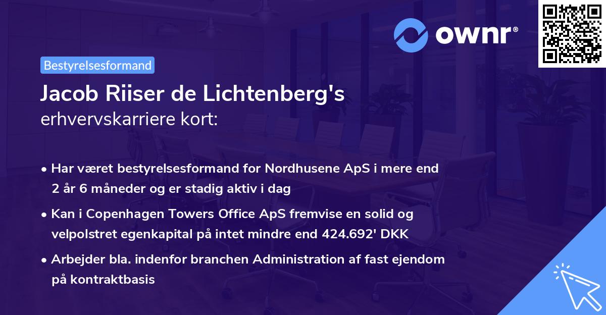 Jacob Riiser de Lichtenberg's erhvervskarriere kort